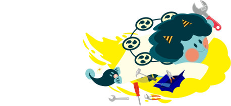 空を飛ぶ鬼とウナギのキャラクター